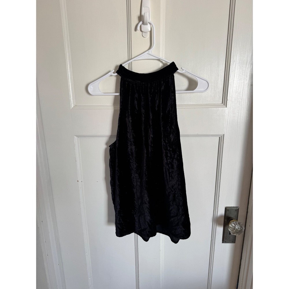 Loft black crushed velvet halter neck top size medium